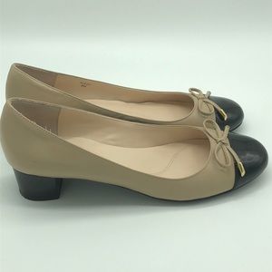 Tahari Leather and Patent Cap Toe Block Heel